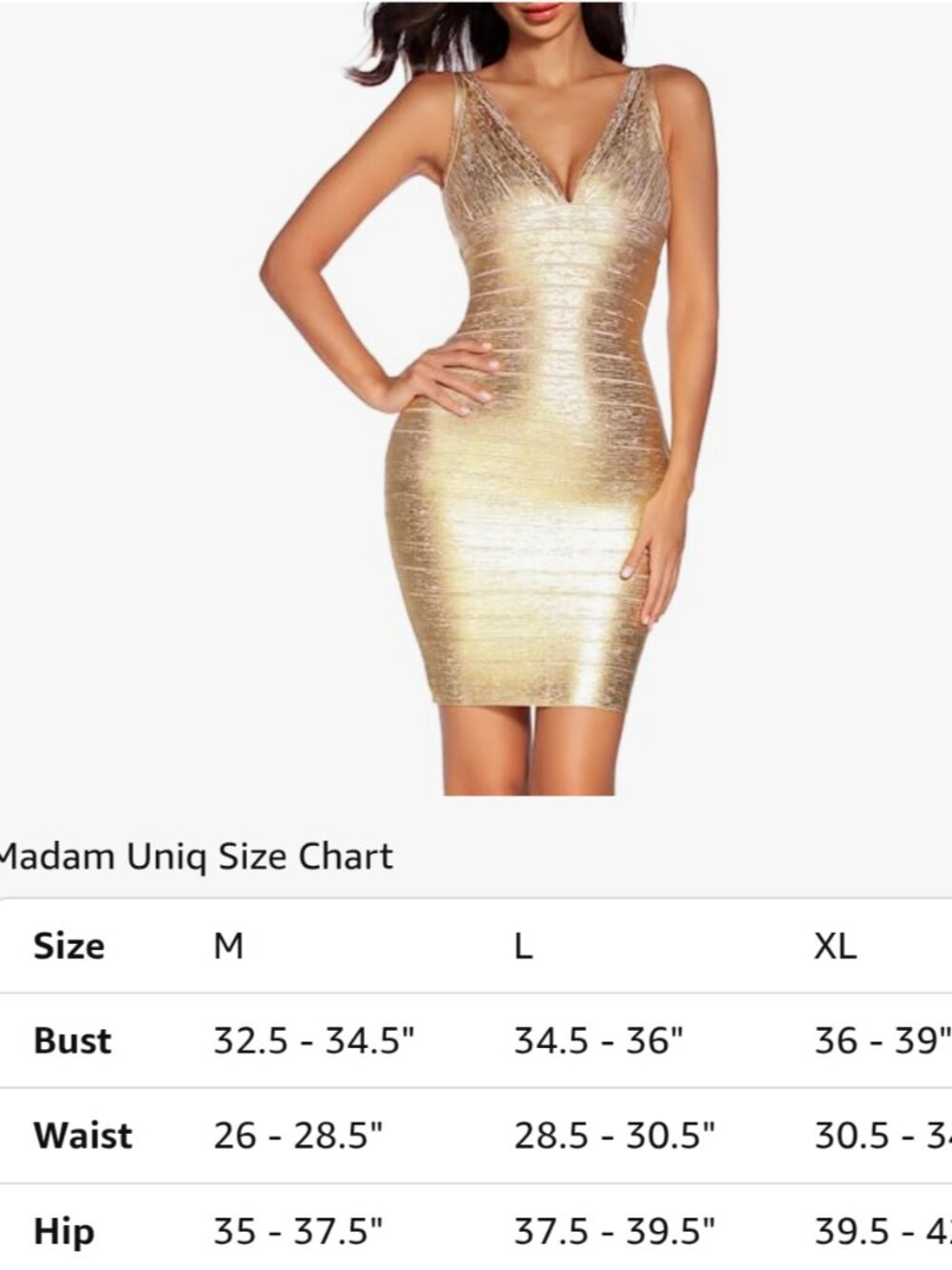 Gold Foil Bandage Dress - M